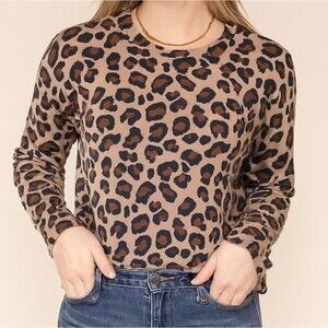 Cynthia Rowley Cashmere Leopard Print Sweater Size XS